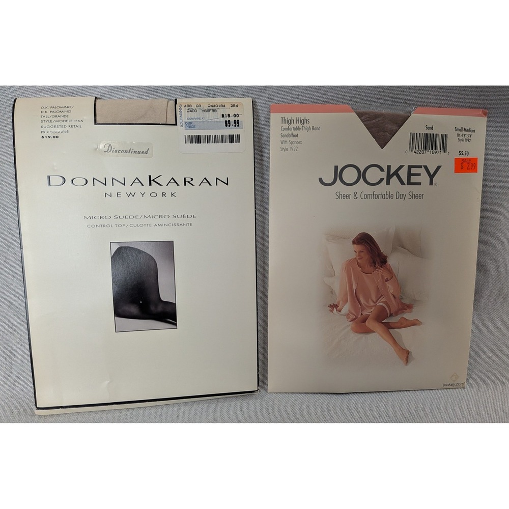 Donna Karan Jockey Hosiery Women Tall S/M Tan NIB Vintage Tights Thigh Highs